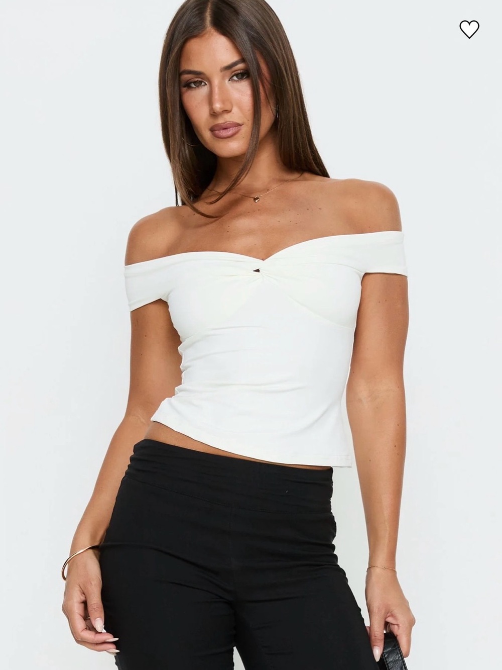 Princess Polly Maxeina Off-Shoulder Twist Front White Women's Top SZ:S